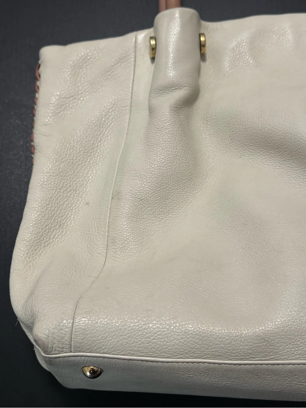 Furla Off White Leather Braided Side Medium